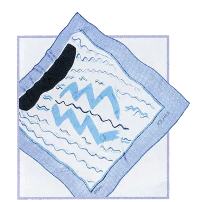 100% Silk Jacquard Scarf - Aquarius