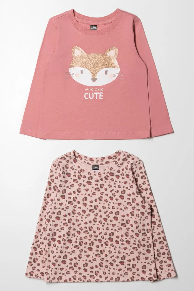 2 Pack Long Sleeve T-Shirt Pink