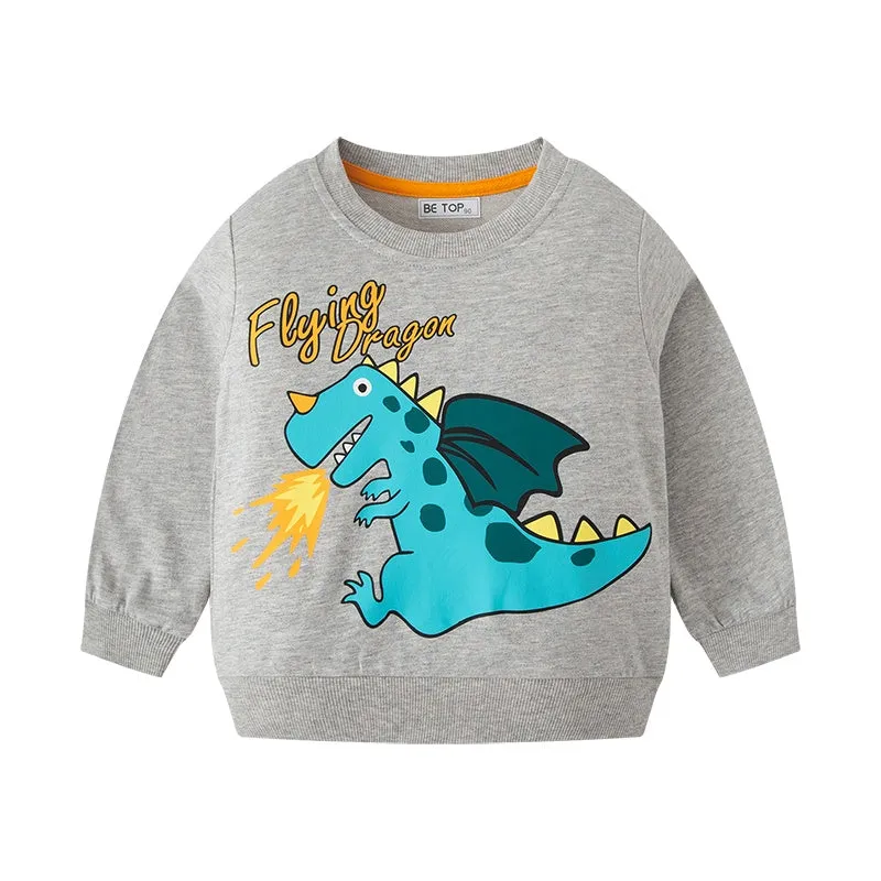 4-Pack Toddler Boys Cartoon Pattern Cotton Long Sleeve Sweatshirt