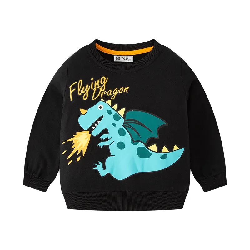 4-Pack Toddler Boys Cartoon Pattern Cotton Long Sleeve Sweatshirt