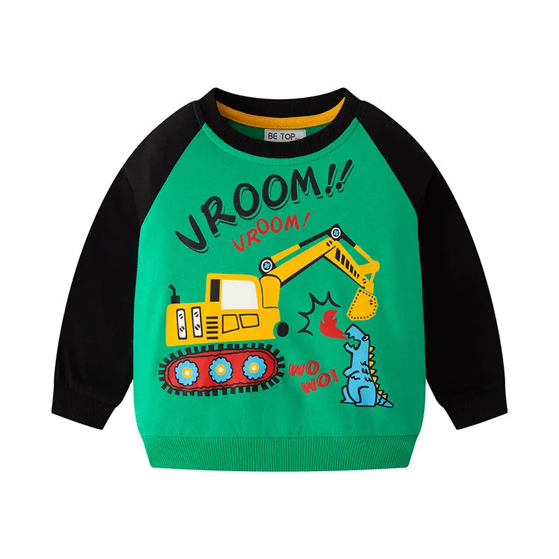 4-Pack Toddler Boys Cartoon Pattern Cotton Long Sleeve Sweatshirt