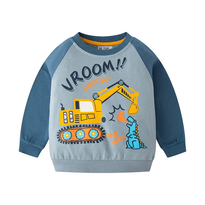 4-Pack Toddler Boys Cartoon Pattern Cotton Long Sleeve Sweatshirt