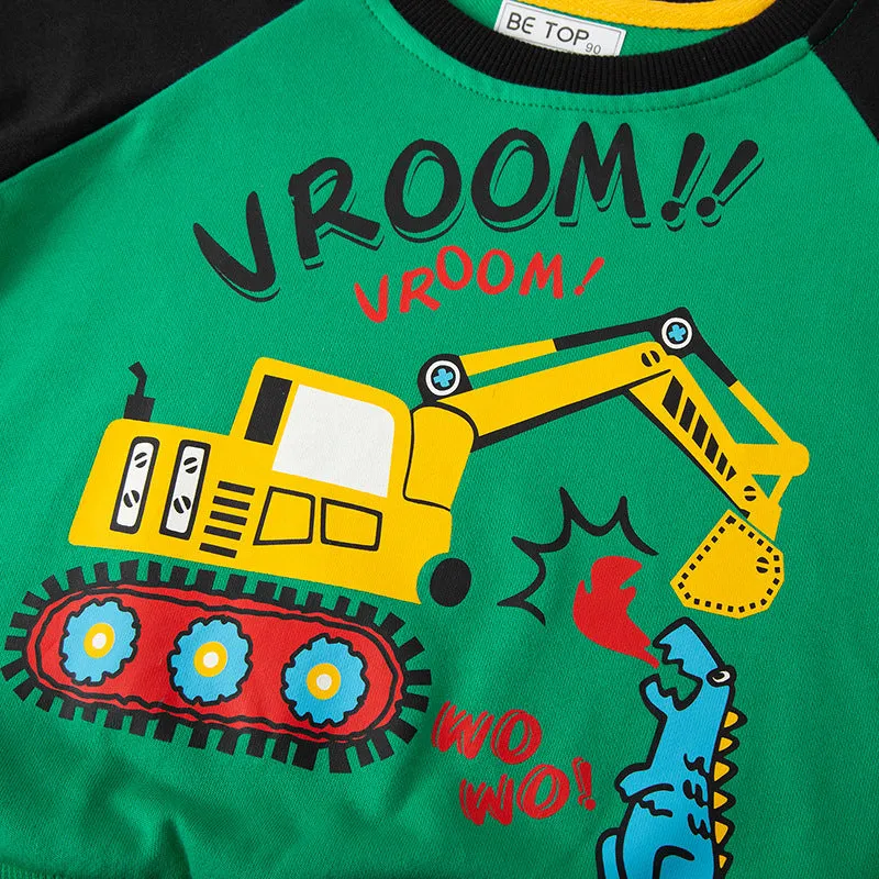 4-Pack Toddler Boys Cartoon Pattern Cotton Long Sleeve Sweatshirt
