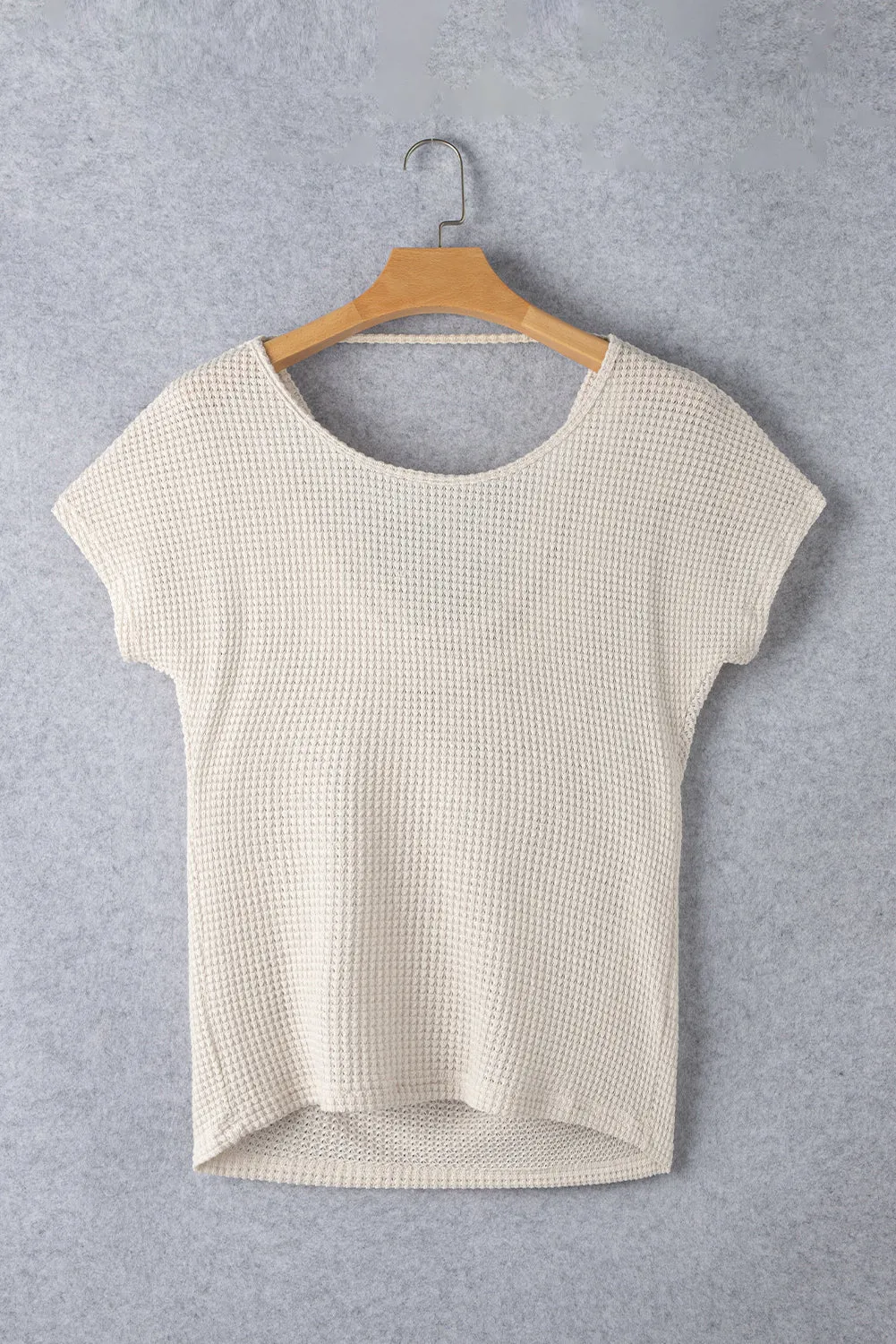Apricot Draped Open Back Textured Tee