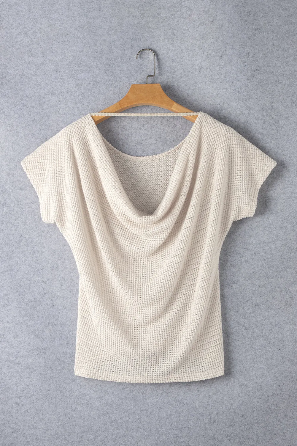 Apricot Draped Open Back Textured Tee