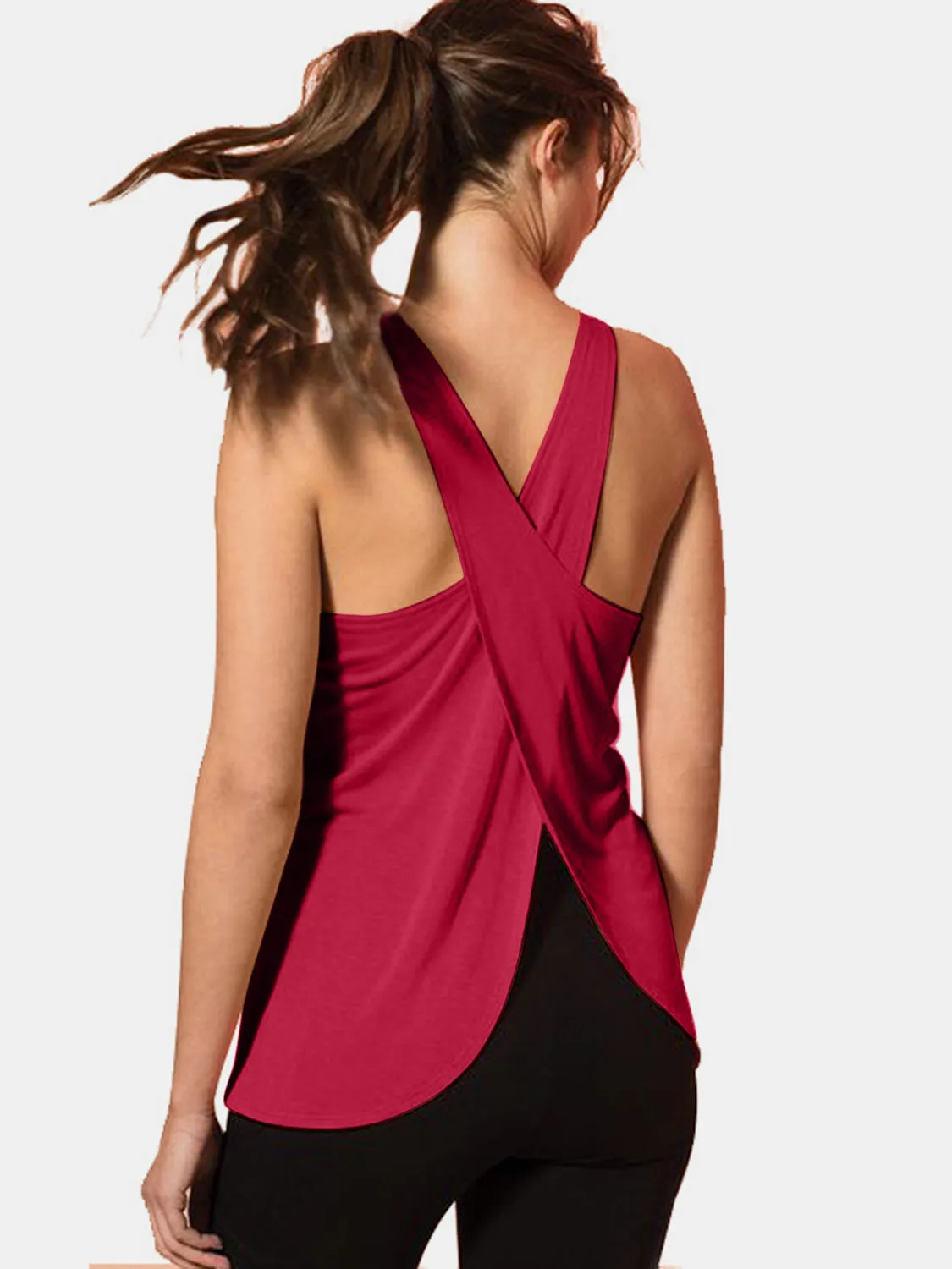 Athena Crisscross Scoop Neck Active Tank