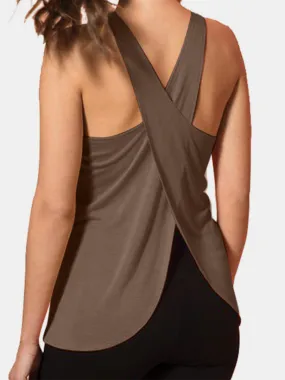 Athena Crisscross Scoop Neck Active Tank