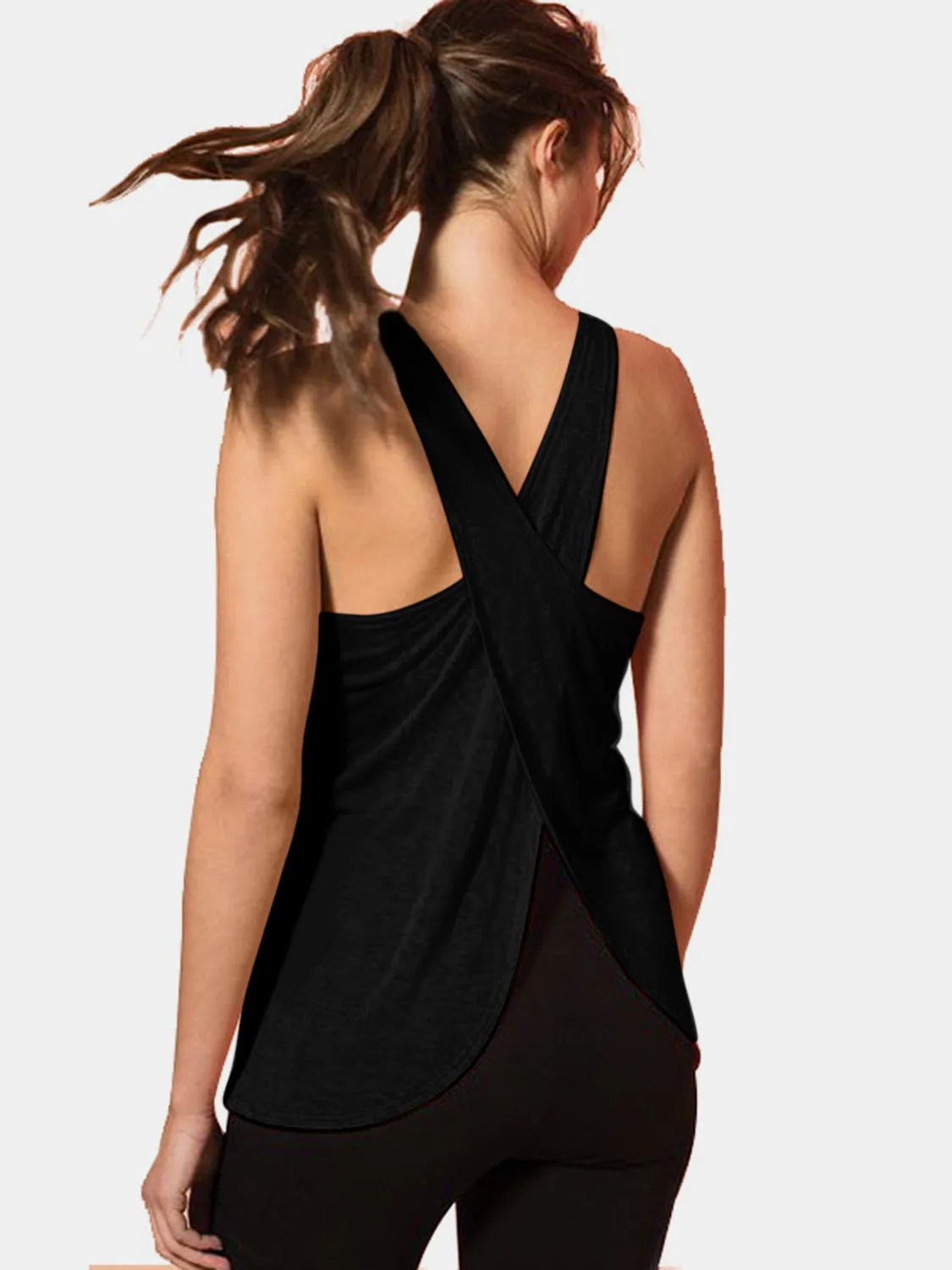 Athena Crisscross Scoop Neck Active Tank