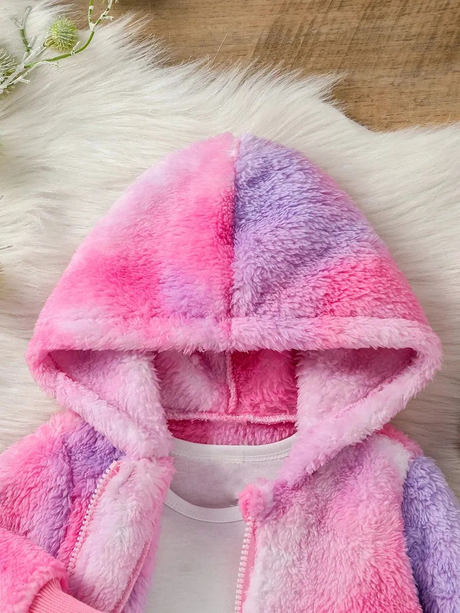 Baby Girl Colorful Stylish Warm Fleece Winter Hooded Coat