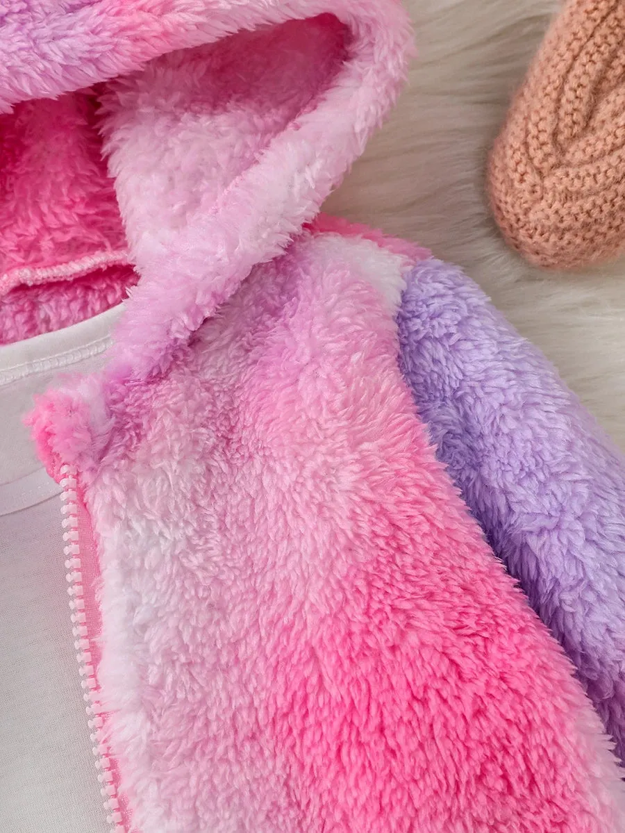 Baby Girl Colorful Stylish Warm Fleece Winter Hooded Coat