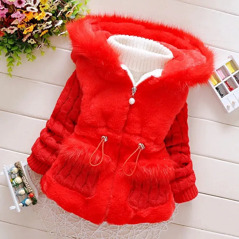 Baby Girls Thicken Warm Winter Hooded Jackets