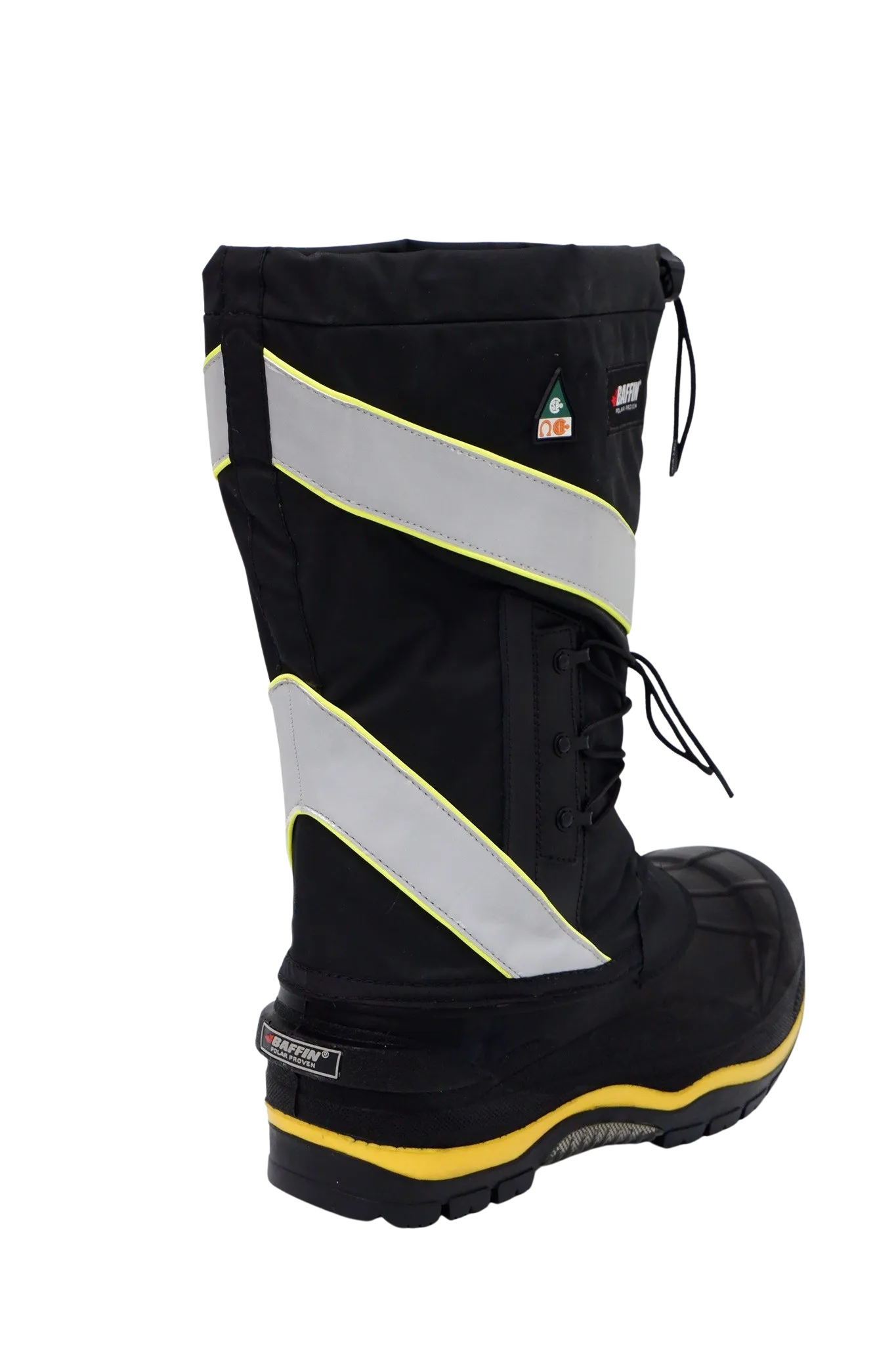 Baffin Men's Winter Work Boots Derrick Hi-Vis, Oil and Acid Resistant, -100°C/-148°F Rated, GelFlex Mid-Sole, Reflective Strips, Neoprene, Sizes 8-13