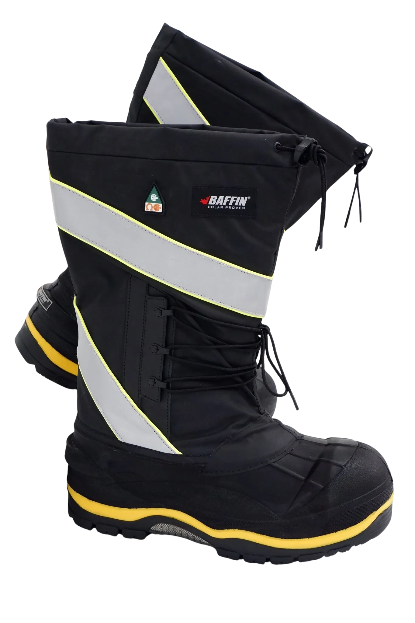 Baffin Men's Winter Work Boots Derrick Hi-Vis, Oil and Acid Resistant, -100°C/-148°F Rated, GelFlex Mid-Sole, Reflective Strips, Neoprene, Sizes 8-13