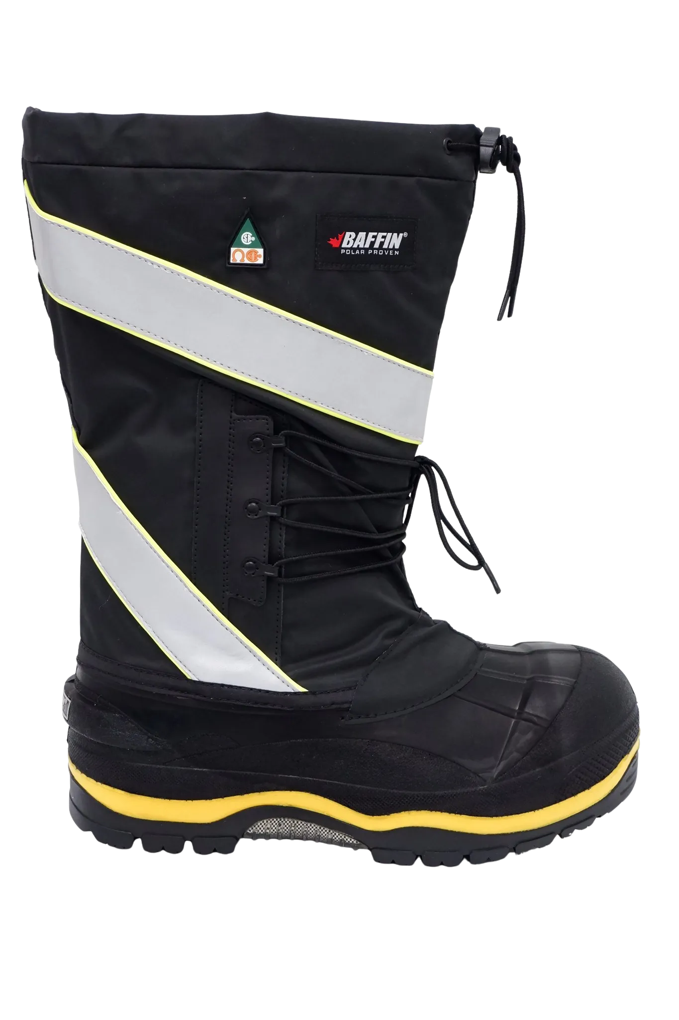 Baffin Men's Winter Work Boots Derrick Hi-Vis, Oil and Acid Resistant, -100°C/-148°F Rated, GelFlex Mid-Sole, Reflective Strips, Neoprene, Sizes 8-13