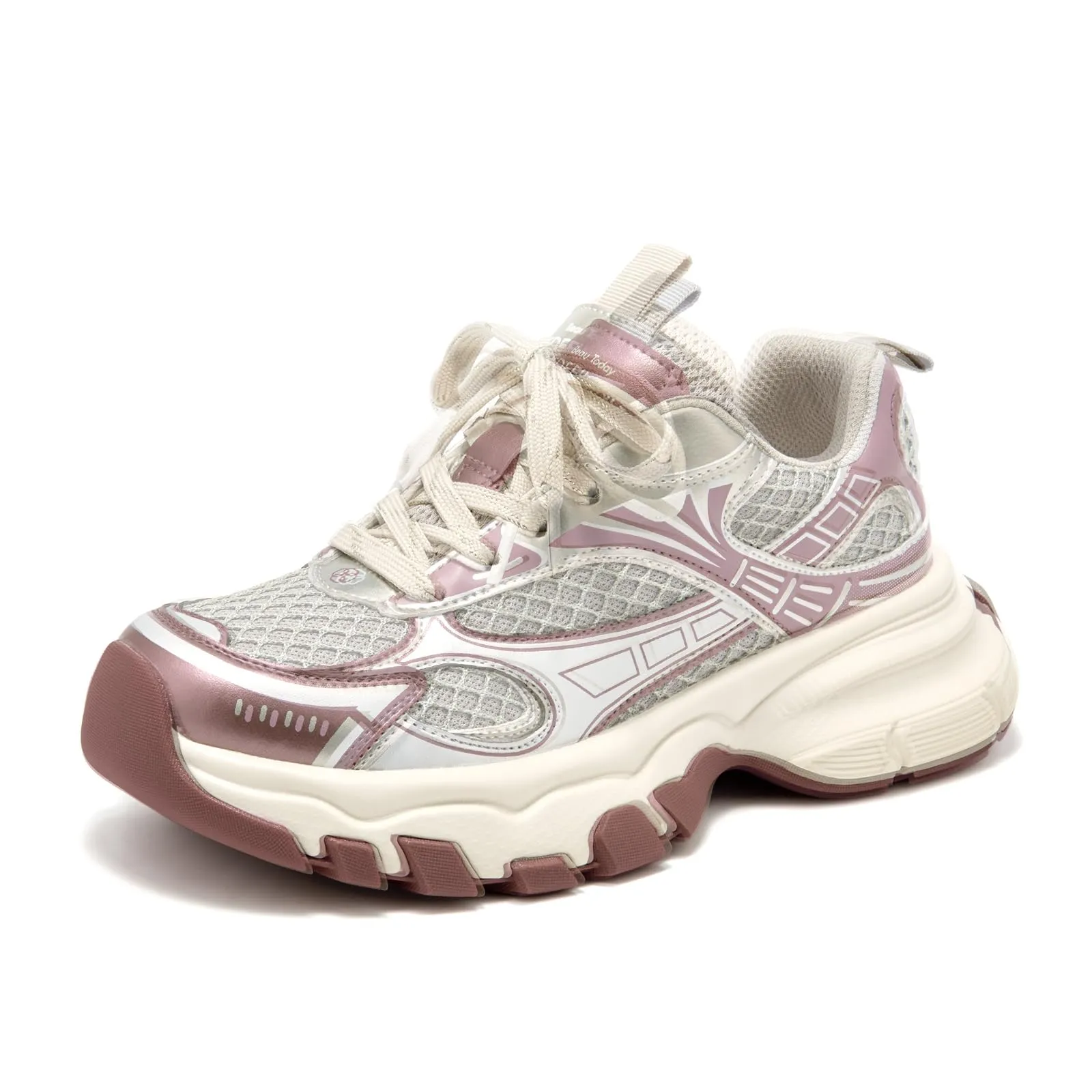 BEAU TODAY Women's Fashion Walking Shoes, Chunky Platform Sneakers for Women