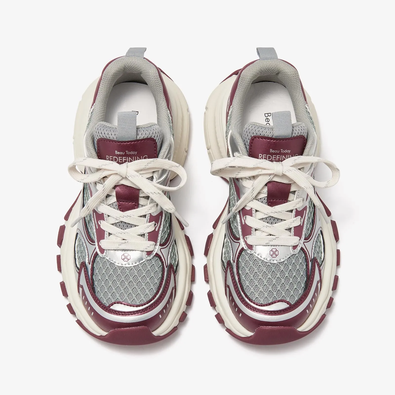 BEAU TODAY Women's Fashion Walking Shoes, Chunky Platform Sneakers for Women