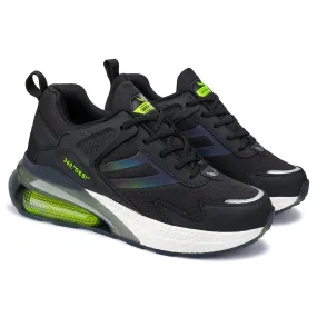 Bersache Lightweight Casual Sneaker Loafer Walking Shoes For Men(9076-Black-Green)
