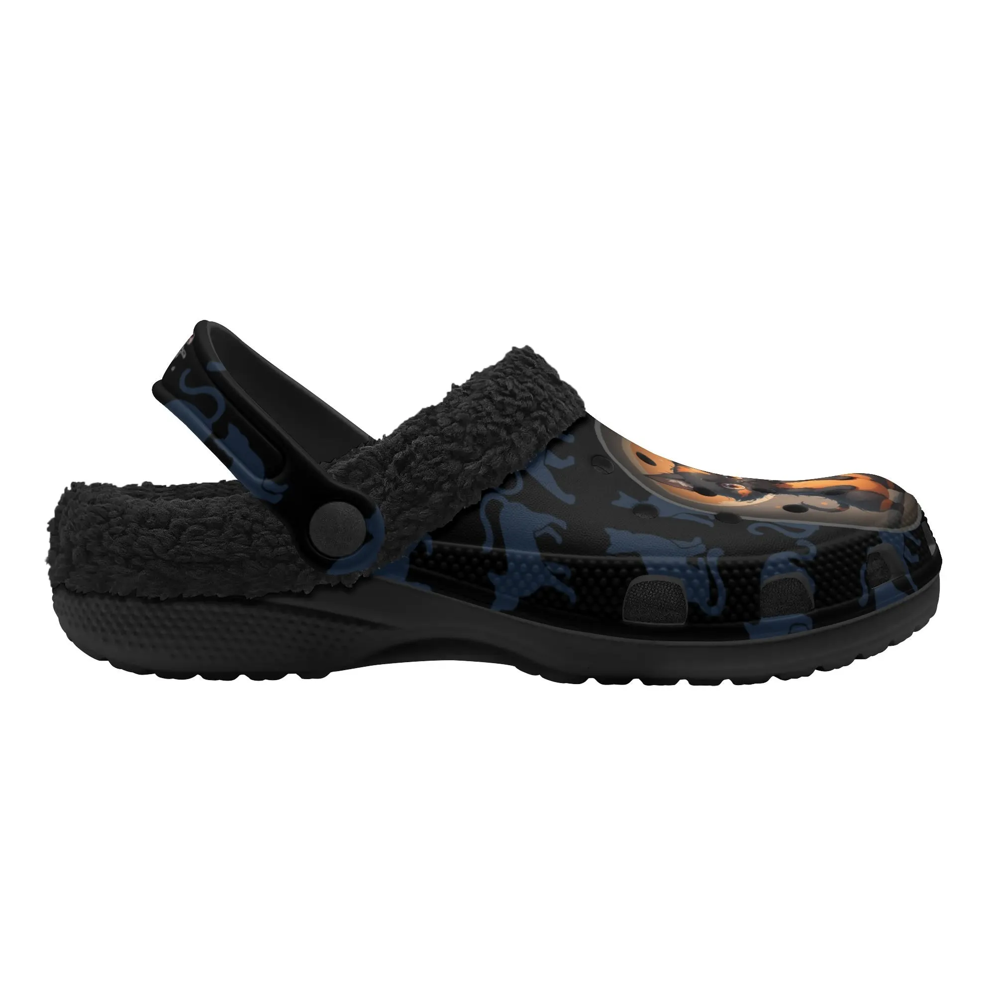 Black Cat Chaos Adults Black Winter Fur Lined house shoes