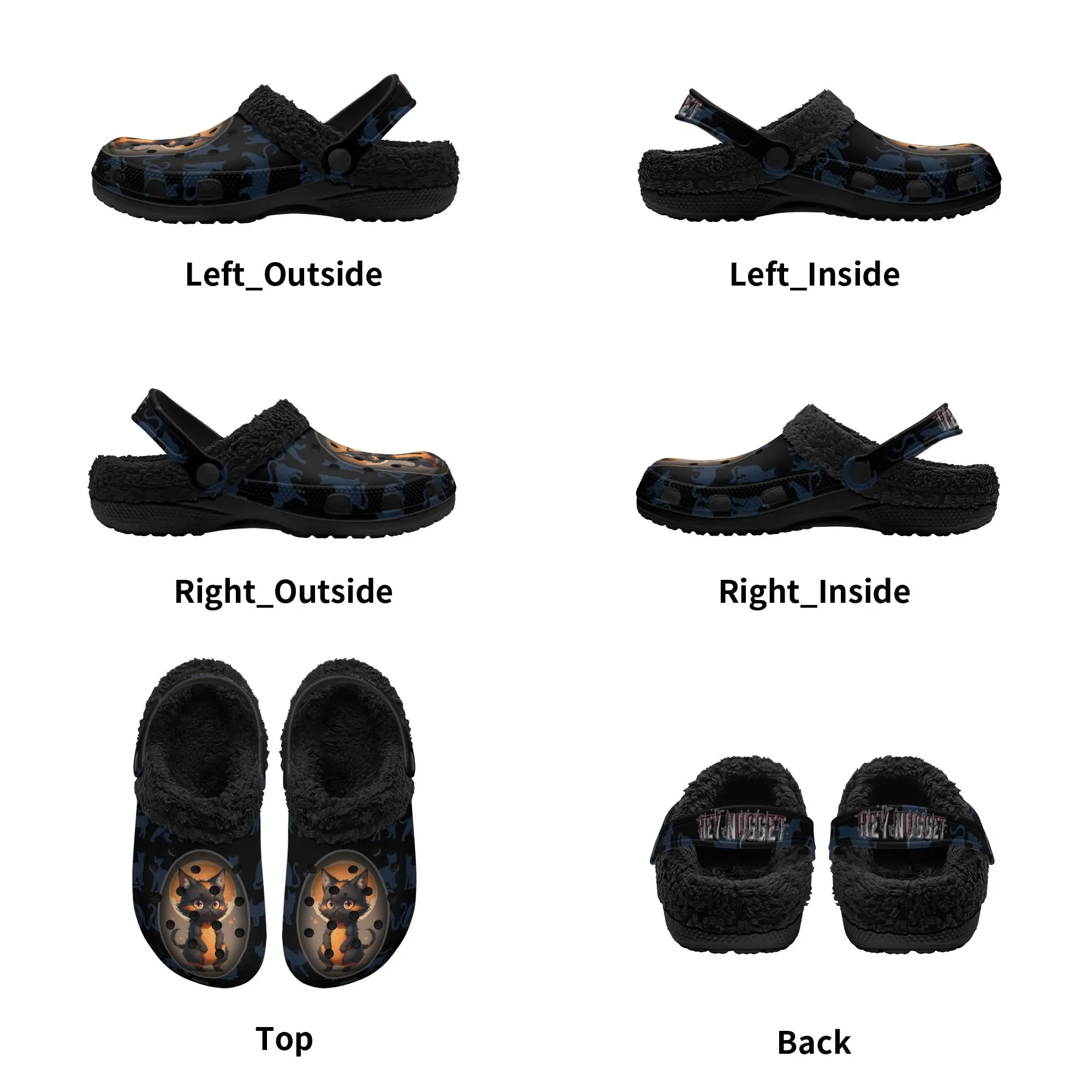 Black Cat Chaos Adults Black Winter Fur Lined house shoes