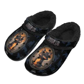Black Cat Chaos Adults Black Winter Fur Lined house shoes
