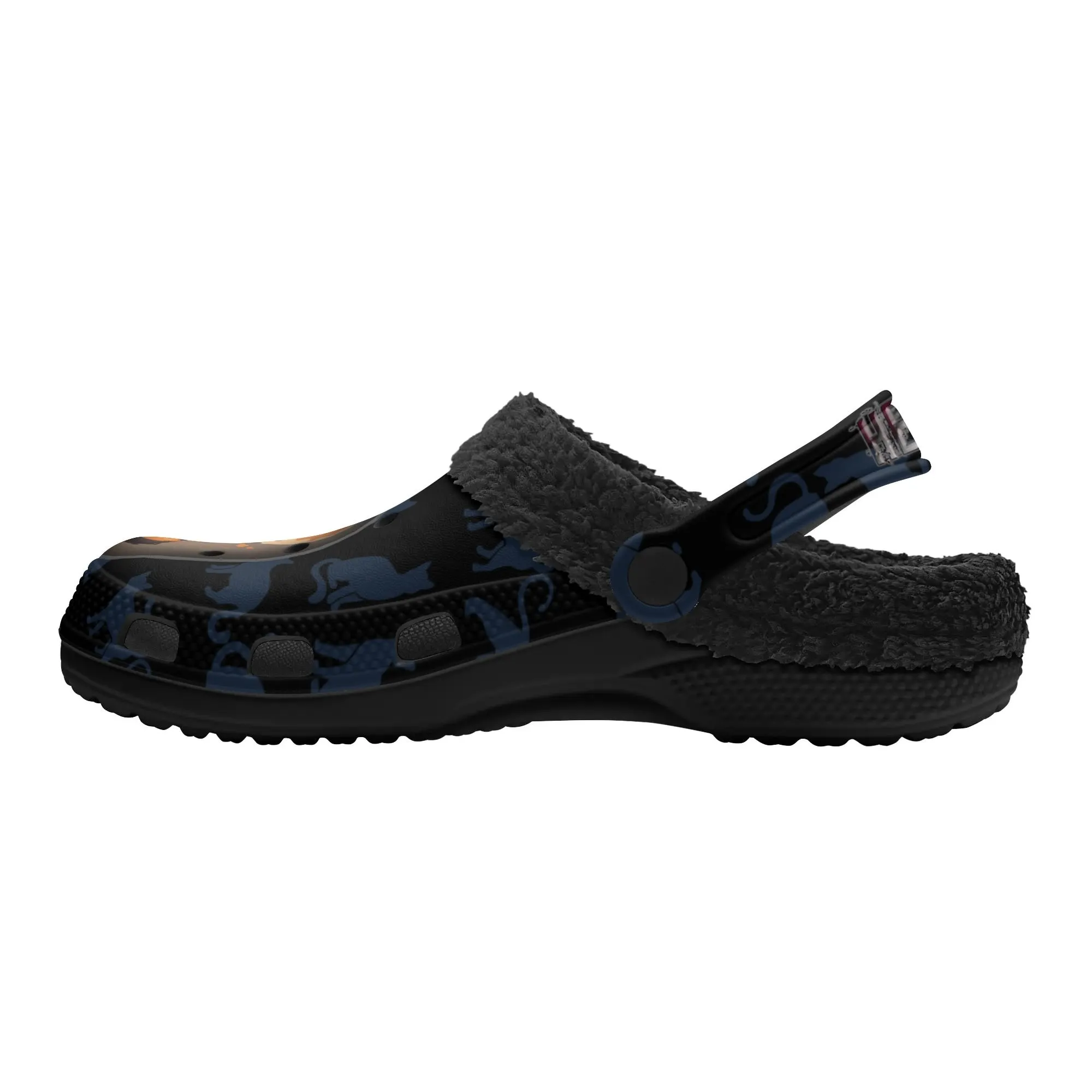 Black Cat Chaos Adults Black Winter Fur Lined house shoes