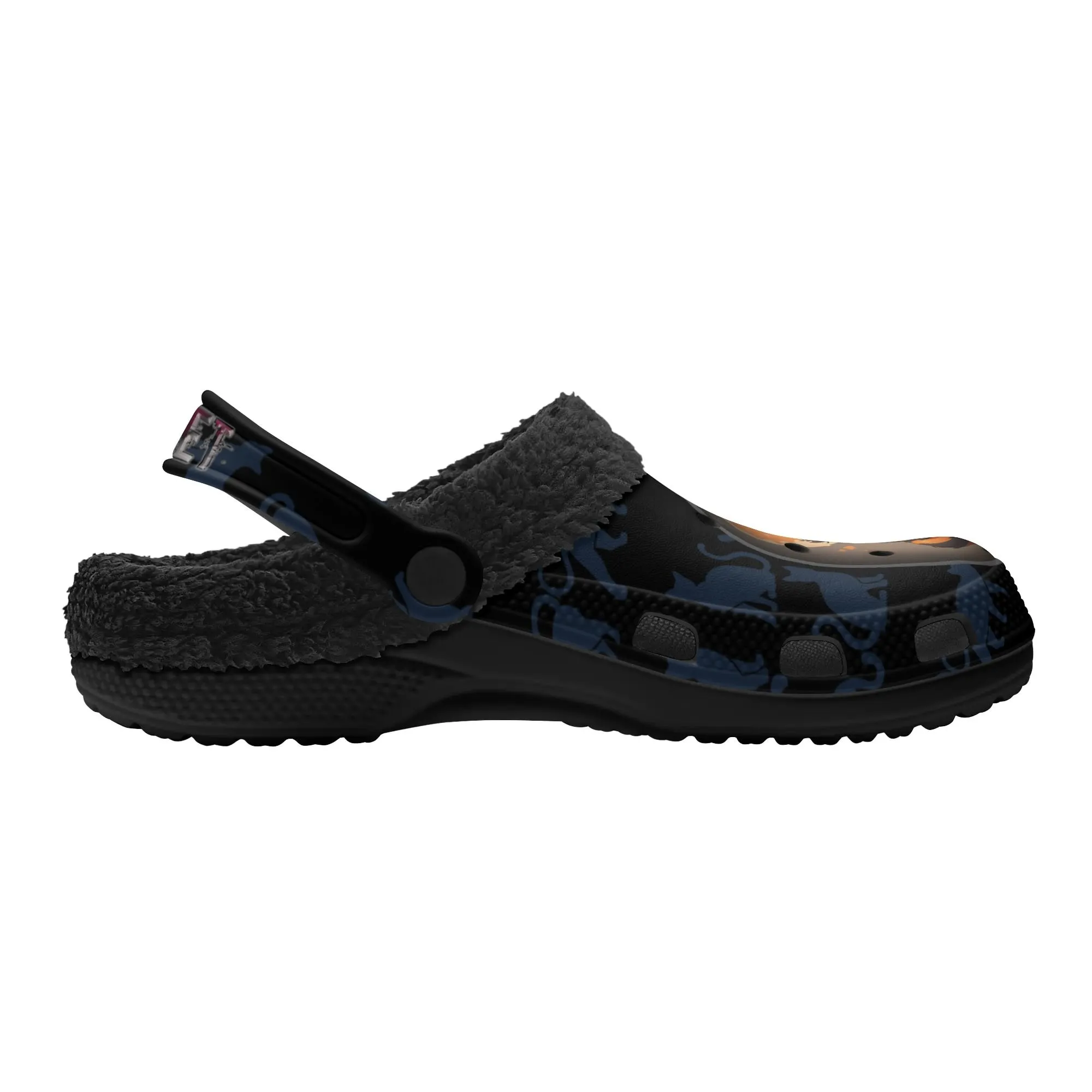Black Cat Chaos Adults Black Winter Fur Lined house shoes