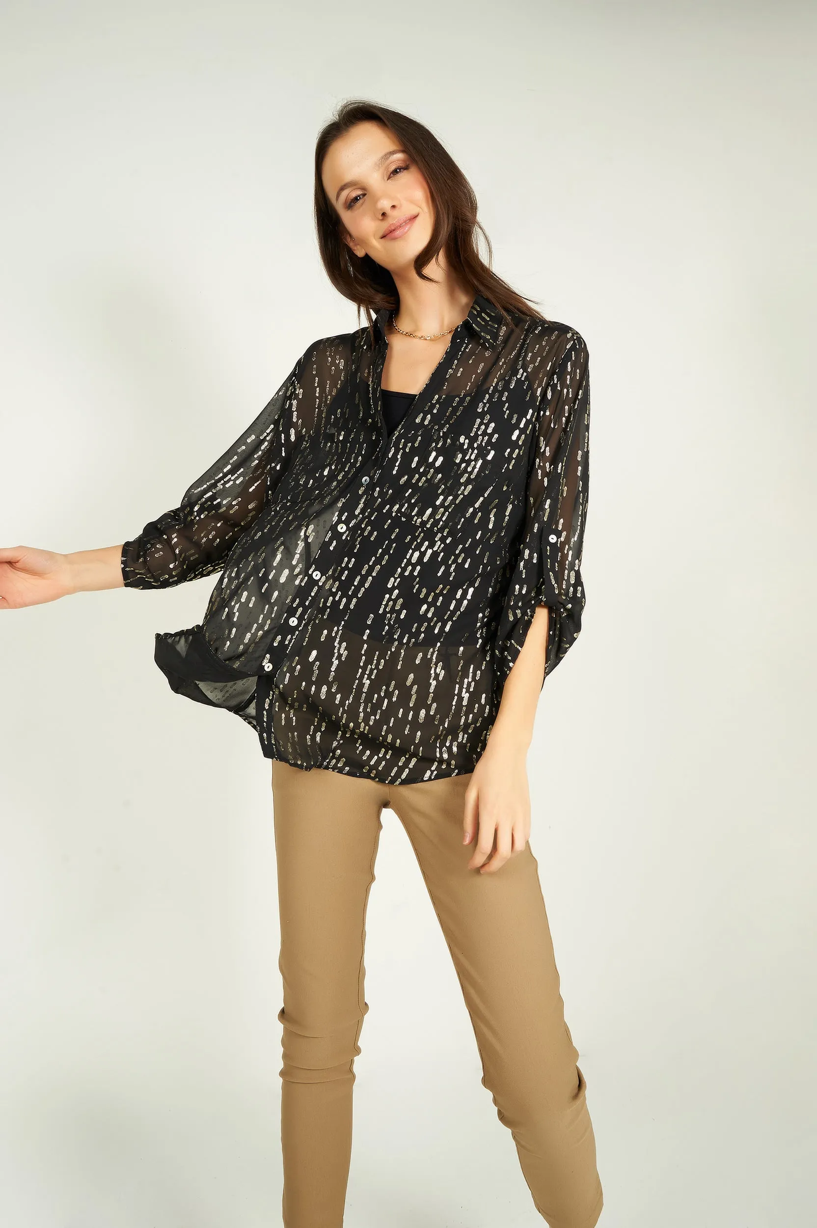 Blouse imprimée semi-transparente - KAS-FOIL - (R-A3) - VENTE FINALE