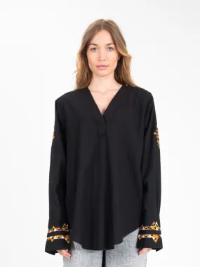 Blouse noire brodée PLAYFUL