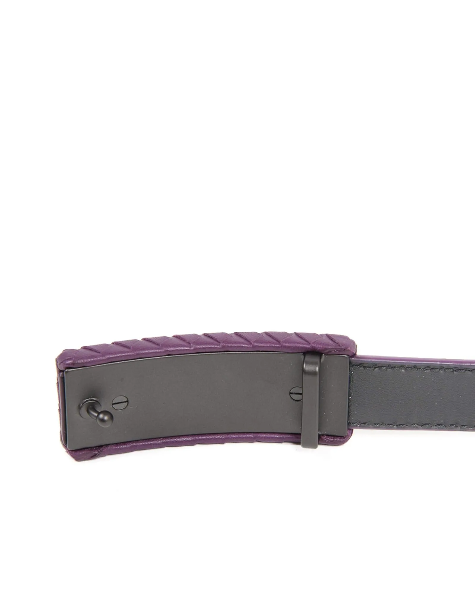 Bottega Veneta Intrecciato Leather Belt Purple Snakeskin