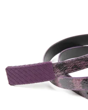 Bottega Veneta Intrecciato Leather Belt Purple Snakeskin