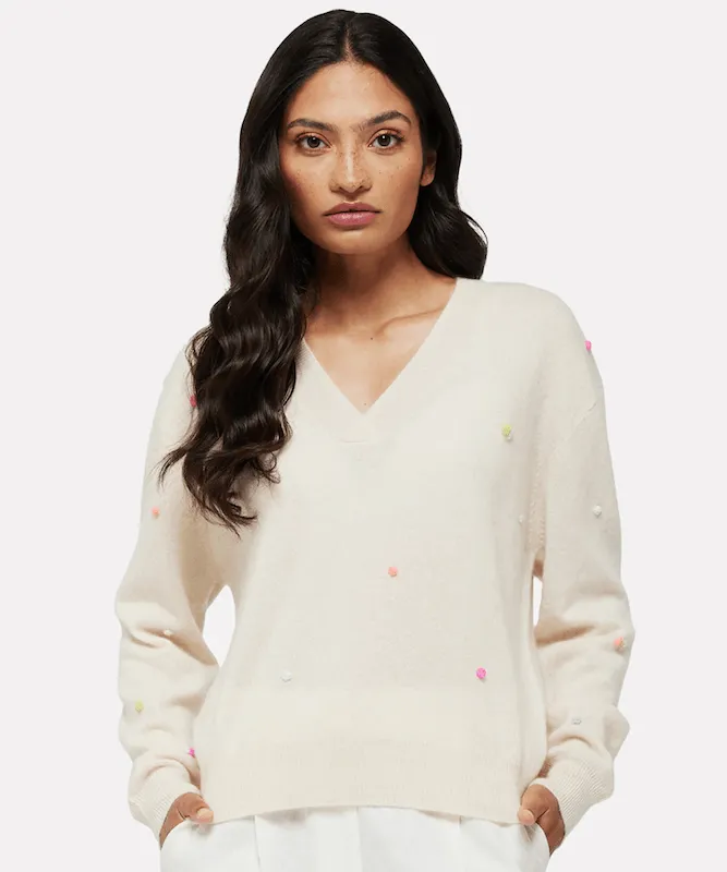 BRODIE Little Pom Millie V-Neck Jumper