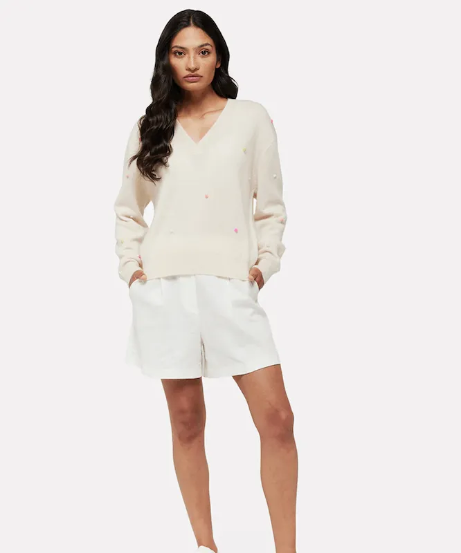 BRODIE Little Pom Millie V-Neck Jumper