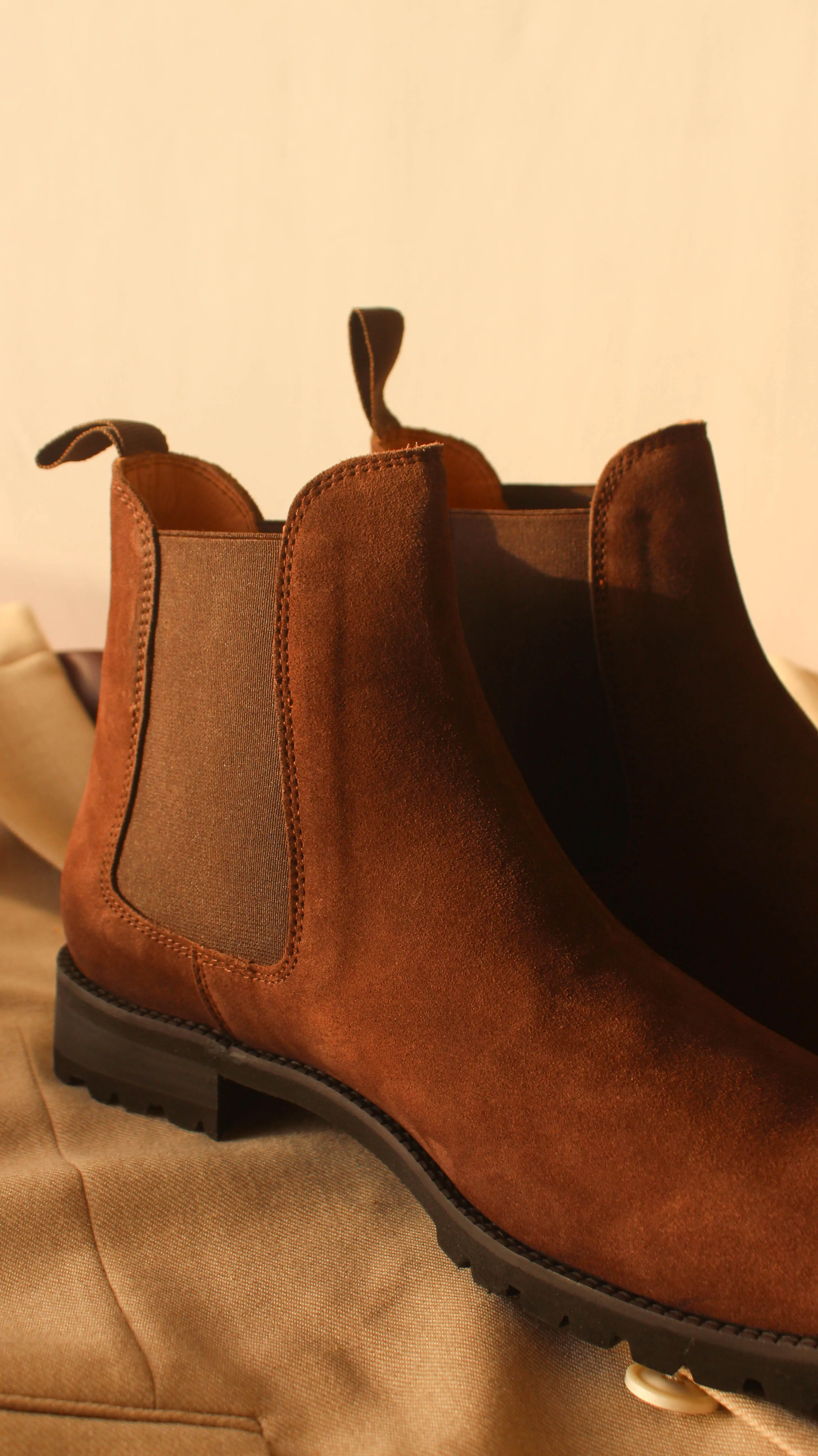 Brown Suede Leather Ferneto Chunky Chelsea Boots - Hiking and Trekking Boots