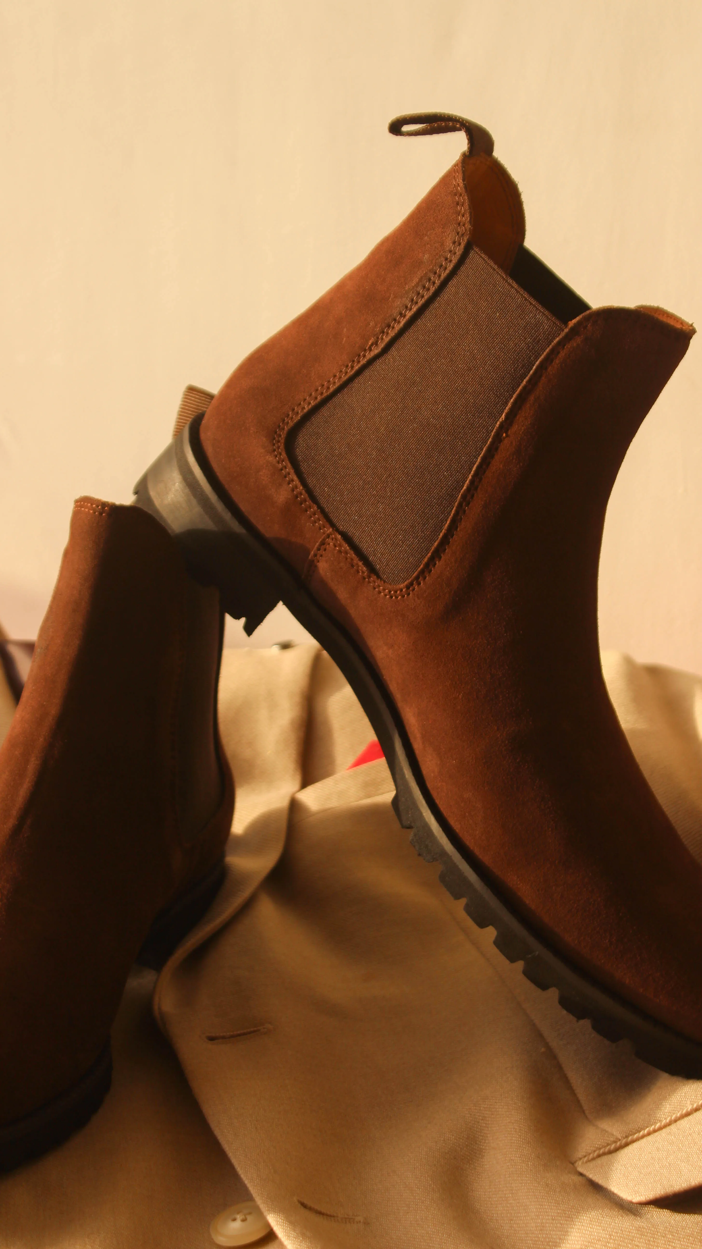 Brown Suede Leather Ferneto Chunky Chelsea Boots - Hiking and Trekking Boots