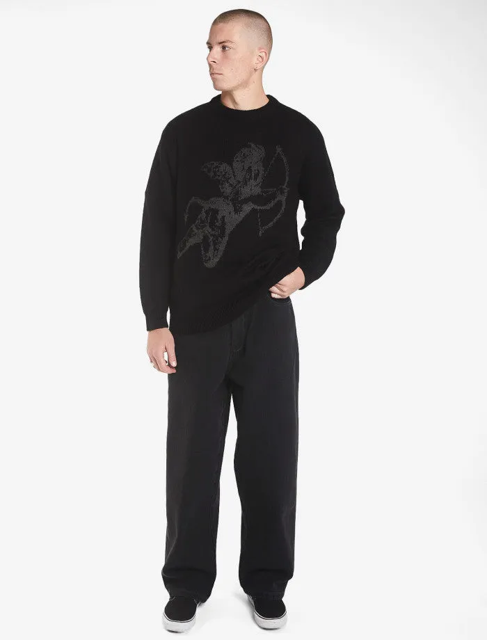 Cherub Brushed Crew Knit - Black