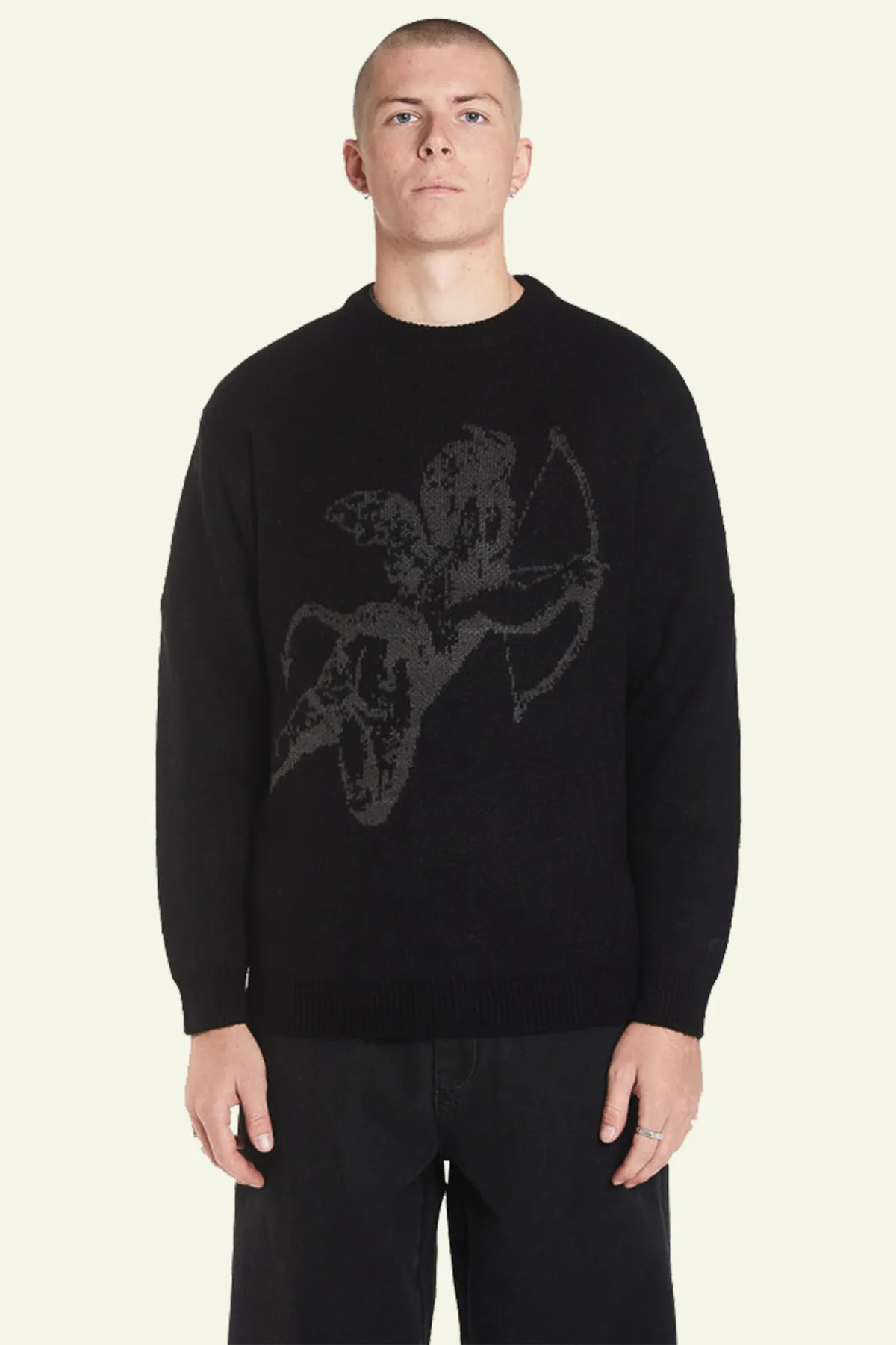 Cherub Brushed Crew Knit - Black