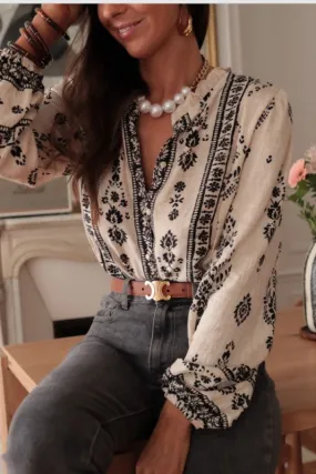 Chic Boho Print Lightweight Blouse