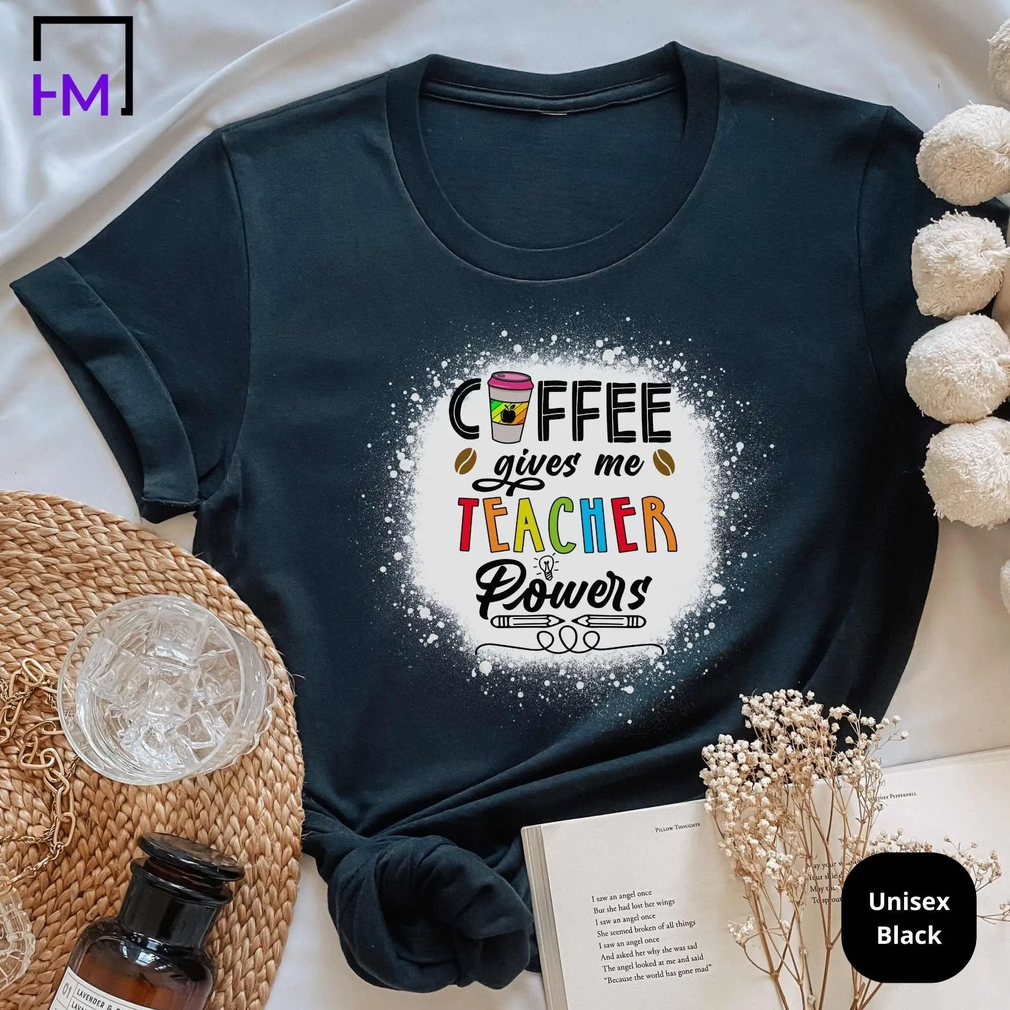 Coffee Teacher Sweatshirt | Warm Cozy Fall Crewneck Sweater for Pumpkin Spice Educators & Latte Loving Ladies, Avail in T-Shirts, Plus Size