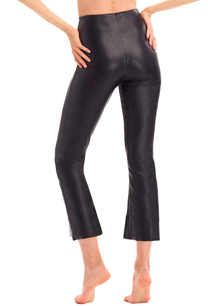 Commando Faux Leather Crop Flare Legging - Black