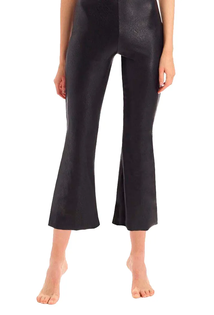 Commando Faux Leather Crop Flare Legging - Black