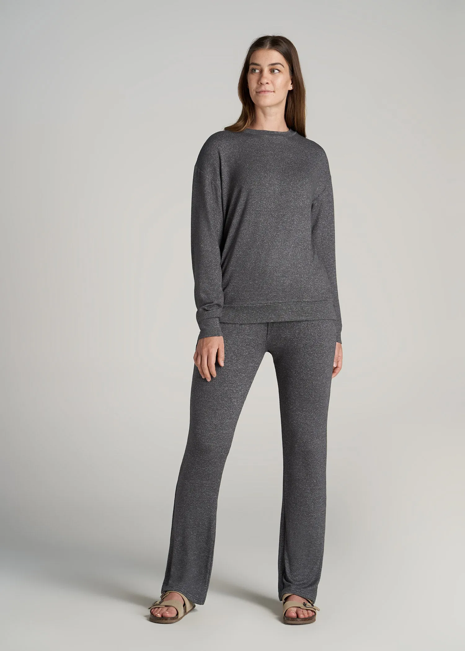 Cozy Lounge Crewneck in Charcoal Mix - Tall Women's Shirts