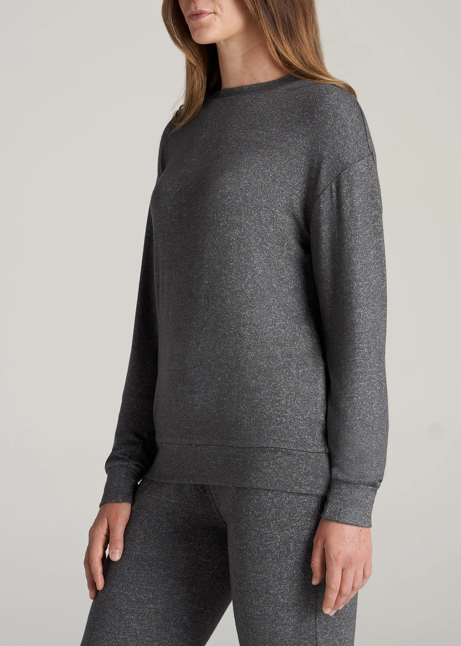 Cozy Lounge Crewneck in Charcoal Mix - Tall Women's Shirts