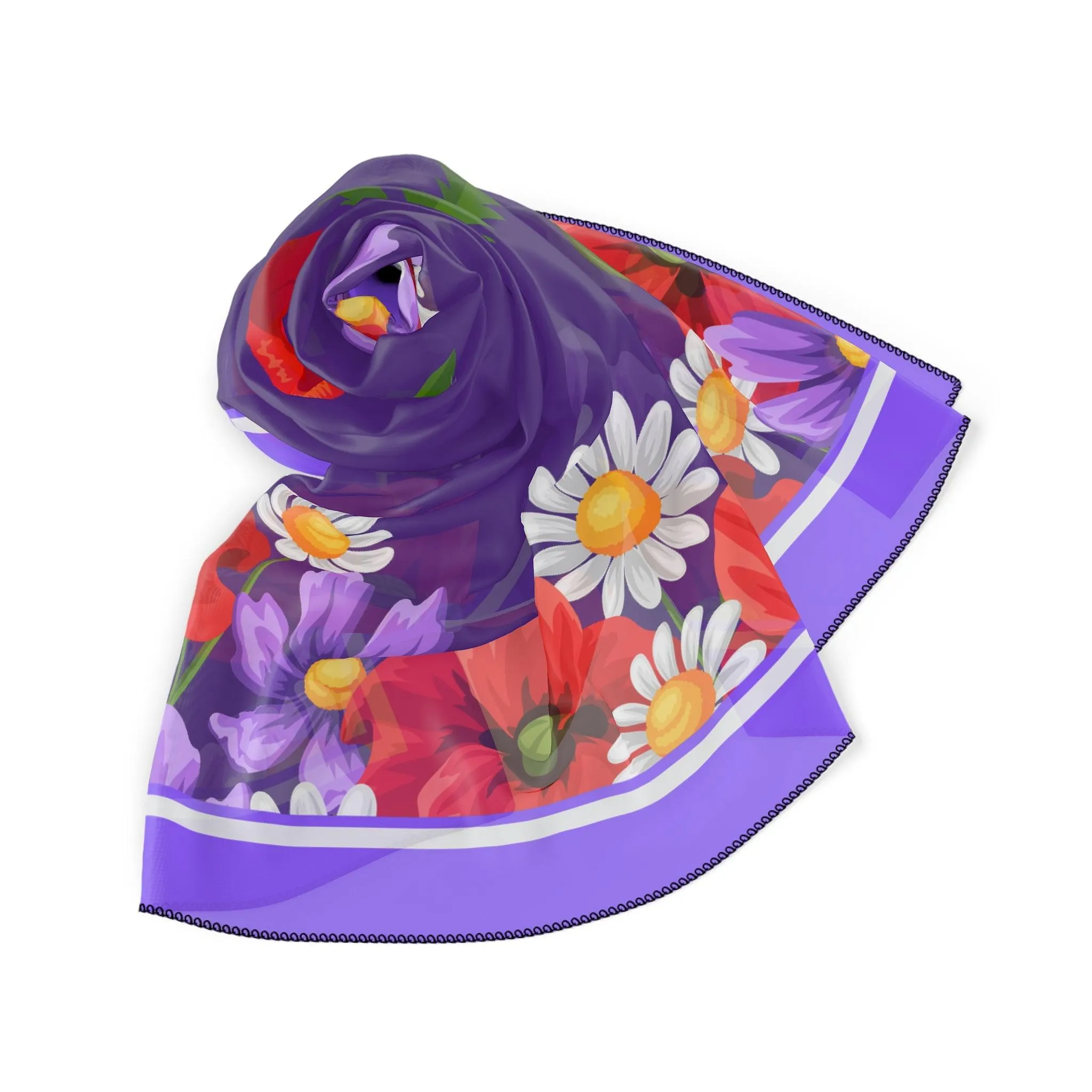 Crimson Floral Elegance Sheer Wrap Scarf - Stylish Red Poppy Accessory