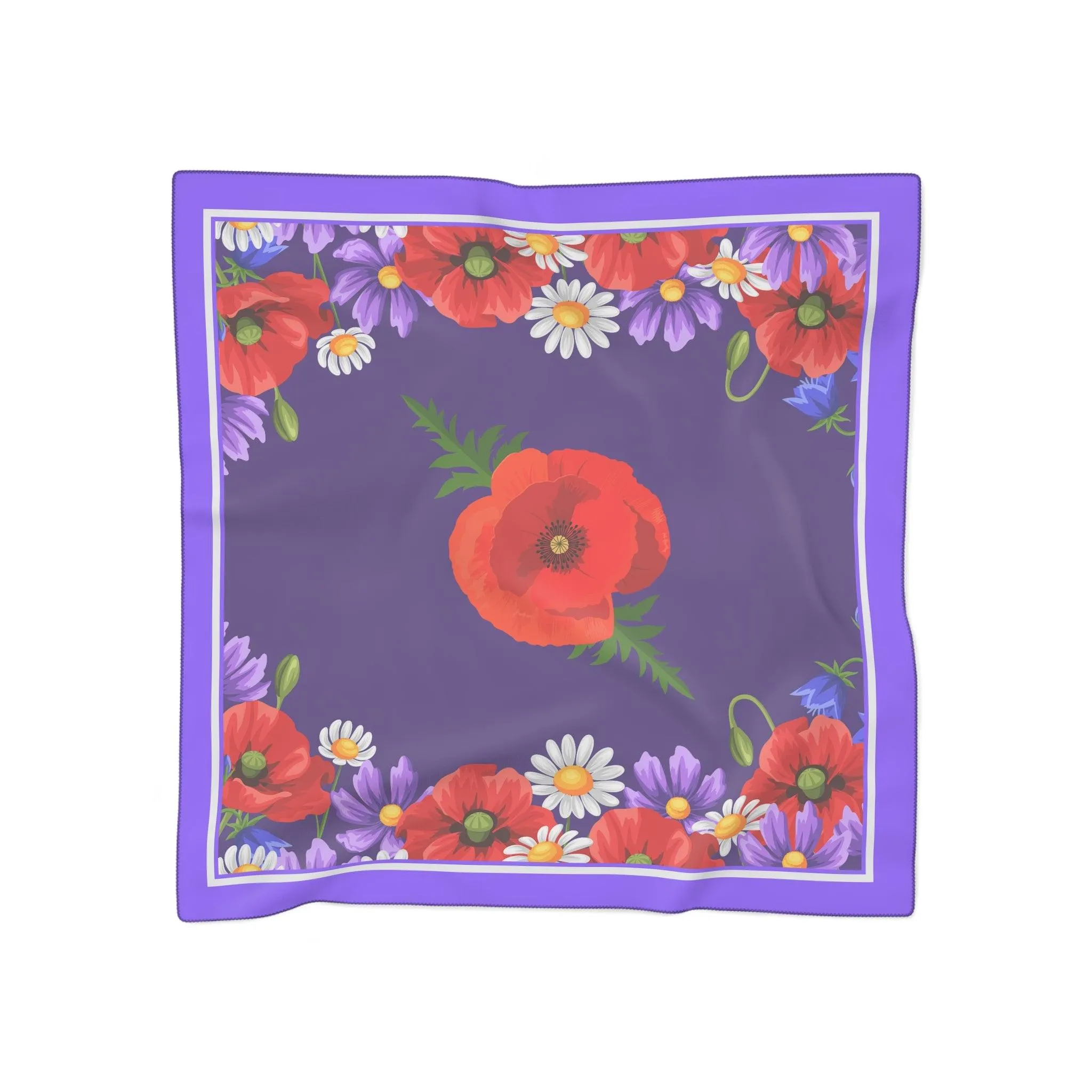 Crimson Floral Elegance Sheer Wrap Scarf - Stylish Red Poppy Accessory
