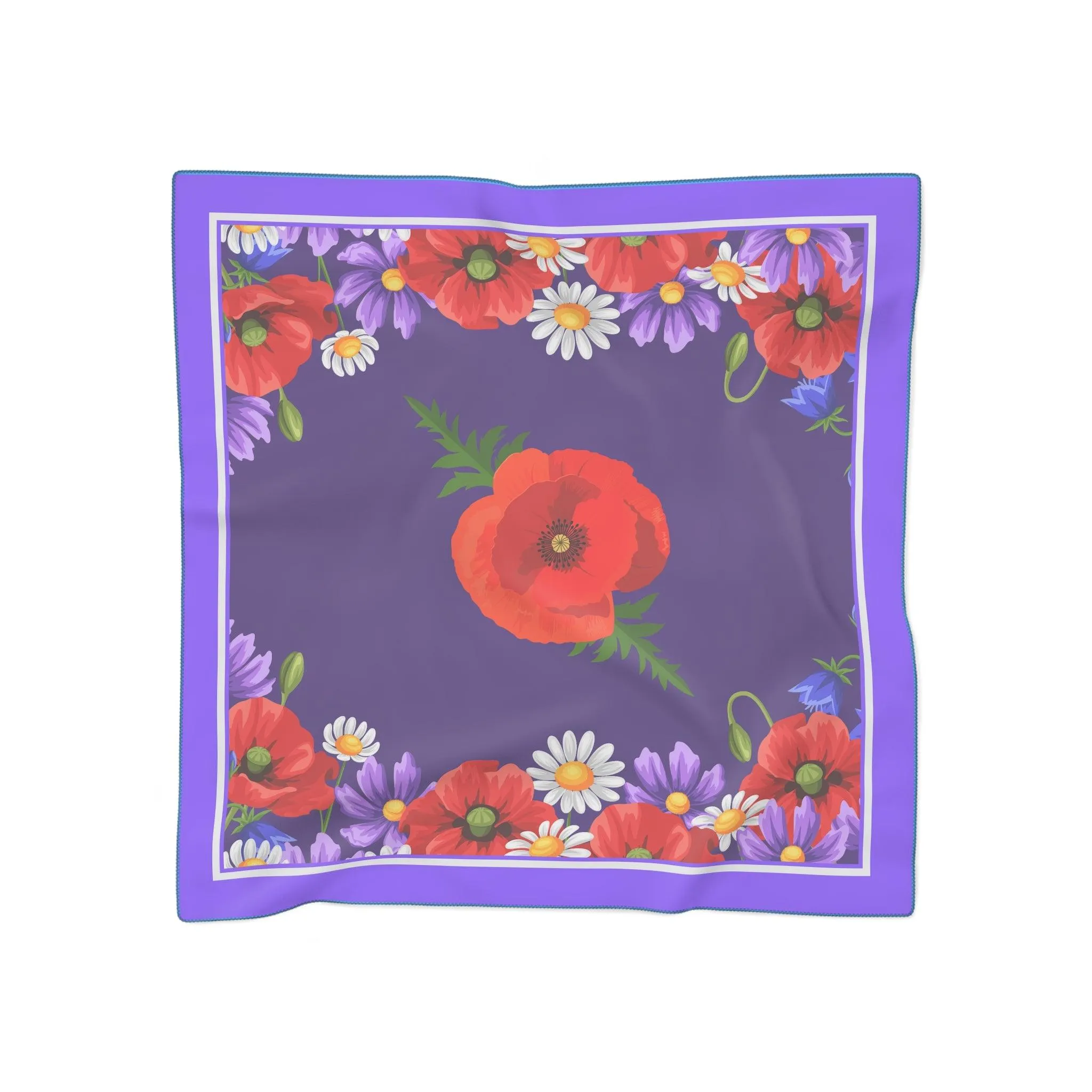 Crimson Floral Elegance Sheer Wrap Scarf - Stylish Red Poppy Accessory