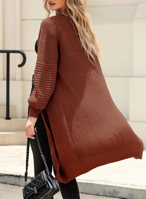 Dokotoo Women's 2023 Fashion Casual Open Front Long Sleeve Chunky Cable Knit Cardigans Sweaters Outerwear Coats