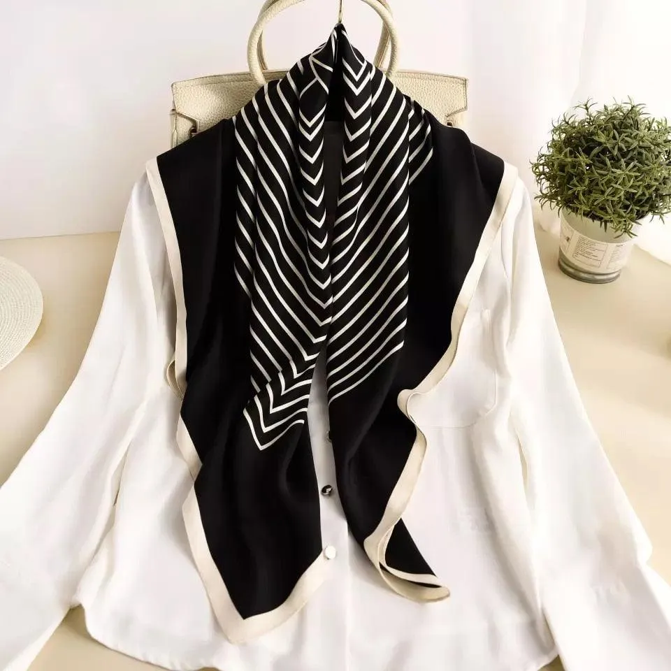 Elegant 90x90cm Silk-Feel Scarf for Women - Luxurious and Versatile Accessory