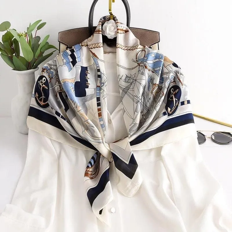 Elegant 90x90cm Silk-Feel Scarf for Women - Luxurious and Versatile Accessory