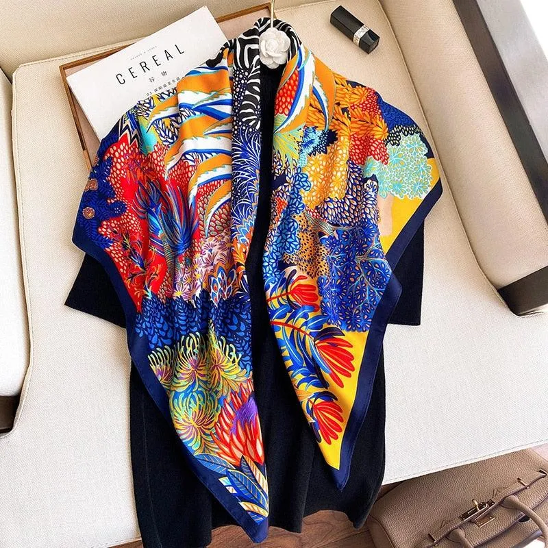 Elegant 90x90cm Silk-Feel Scarf for Women - Luxurious and Versatile Accessory
