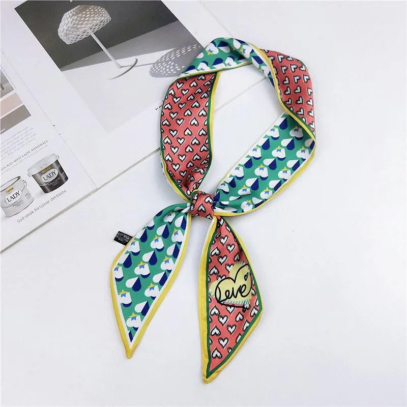 Elegant Narrow Silk-Feel Scarf - Versatile Mid-Length Design